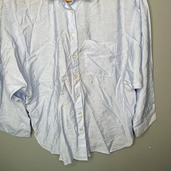 NWT LOFT Baby Blue Rayon Semi Sheer Button Down - Picture 5 of 10